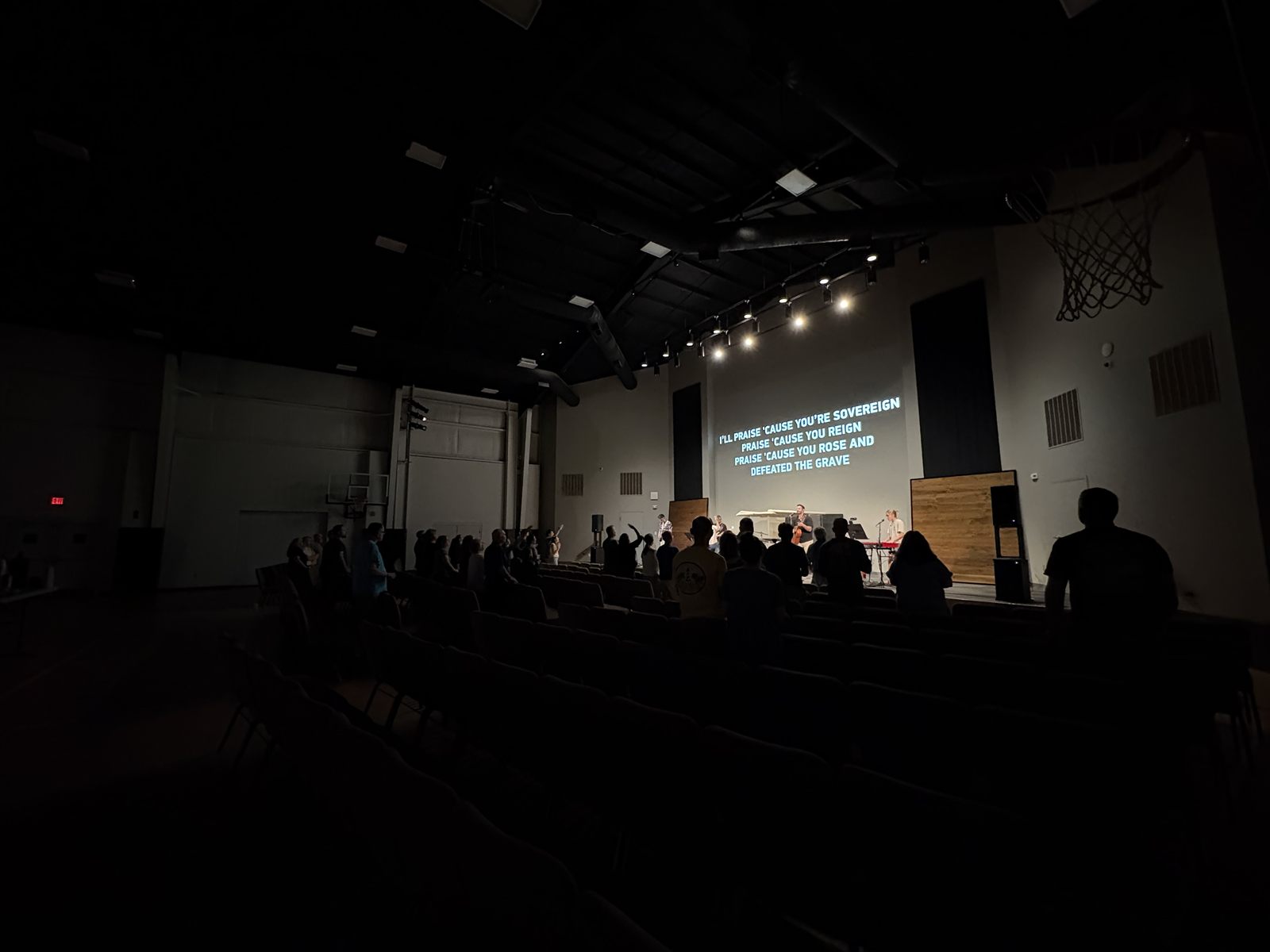 The congregation gathered for worship in the auditorium
