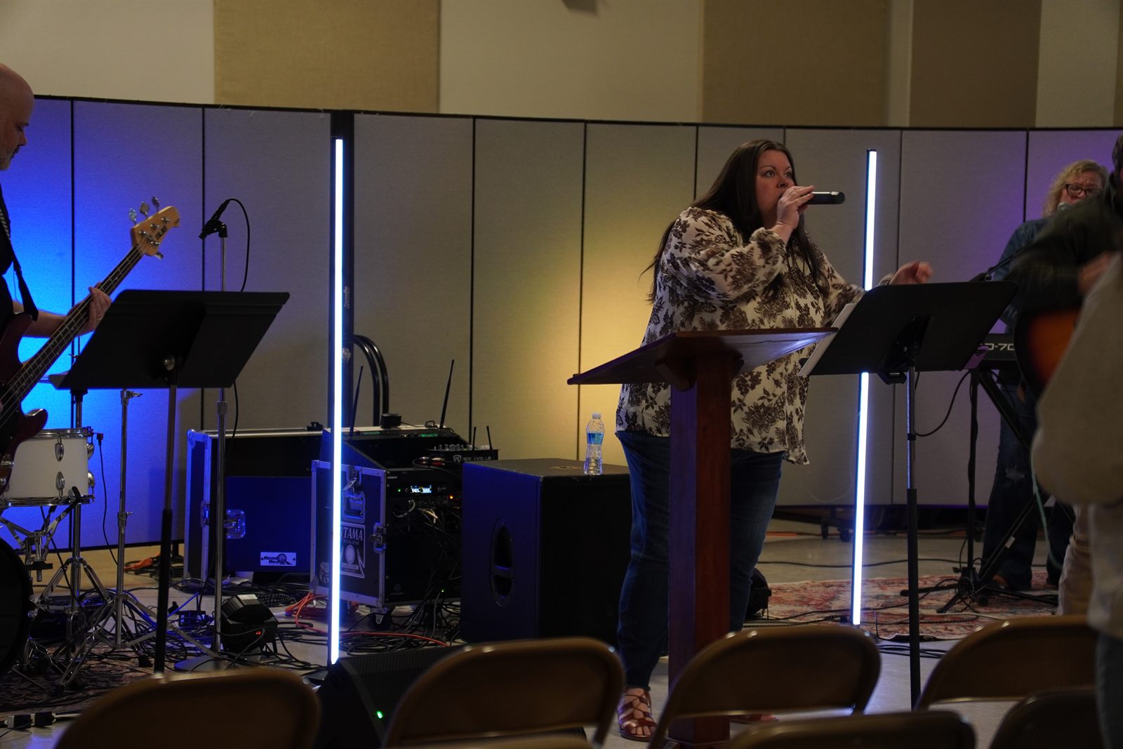 Worship leader leading a song