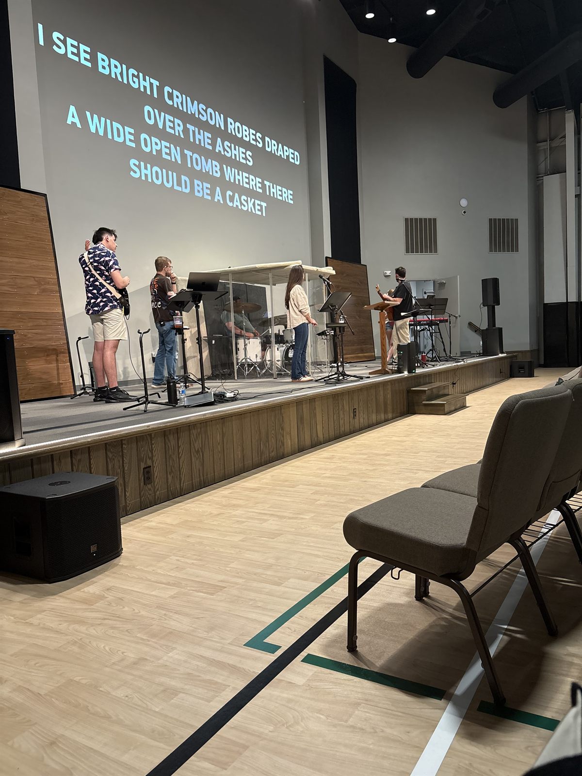 Gathering as the worship night begins